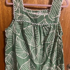 Boden Green and White Leafyank top. Hawaiian aloha attire